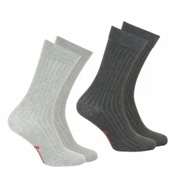 Lot de 2 paires de chaussettes mi-hautes en Coton Peigné gris Fait en France pour homme