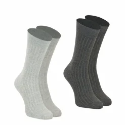 Lot de 2 paires de chaussettes mi-hautes en Coton Peigné gris Fait en France pour homme