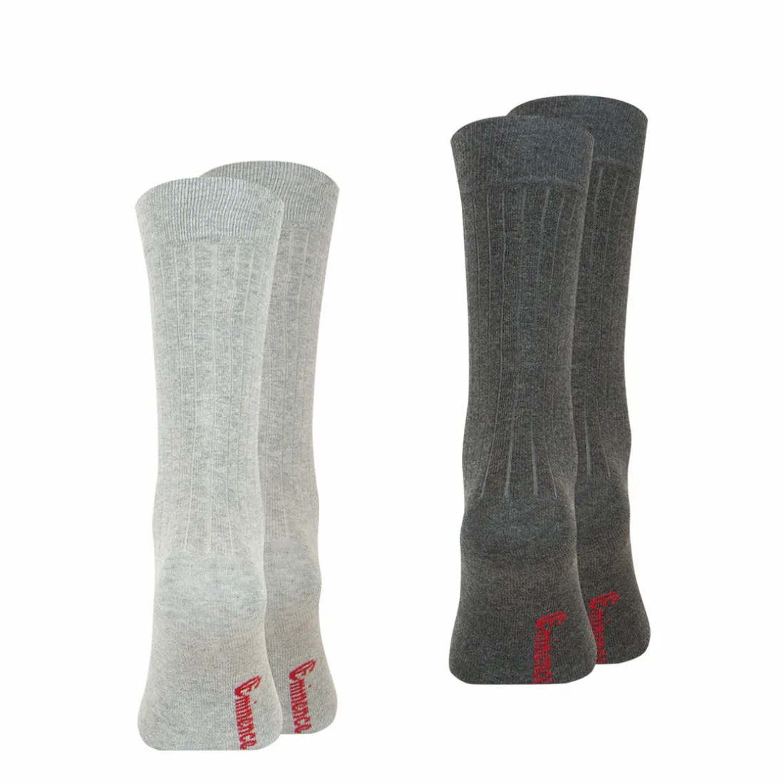 Lot de 2 paires de chaussettes mi-hautes en Coton Peigné gris Fait en France pour homme