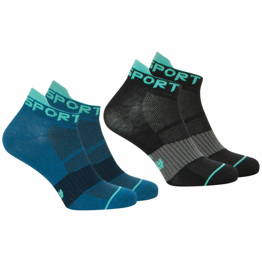 Lot de 2 paires de socquettes Running bleu en coton pour homme