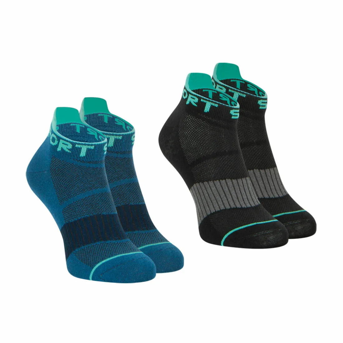 Lot de 2 paires de socquettes Running bleu en coton pour homme