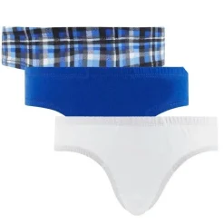Lot de 3 slips boy bleu, imprimé & rouge Happy Print by Djembé POMM'POIRE - Bleu en coton