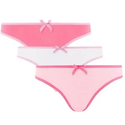 Lot de 3 slips girl blanc, poudre & rose Summer POMM'POIRE - Rose en coton