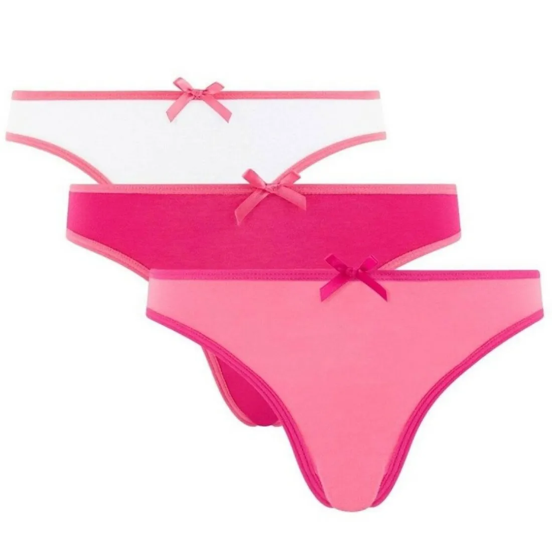 Lot de 3 Slips girl Pomm Poire blanc, poudre & rose en coton