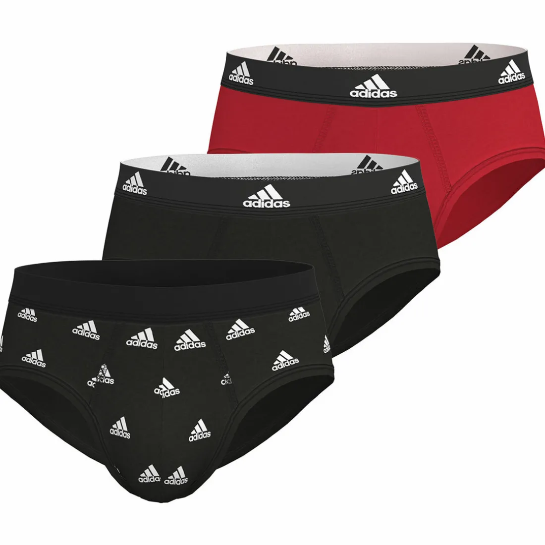 Lot de 3 slips homme Active Flex Coton Adidas rouge