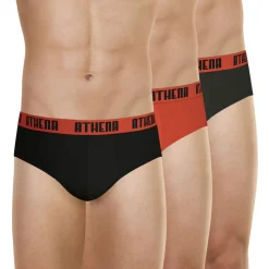 Lot de 3 slips homme Ecopack Athena rouge en coton