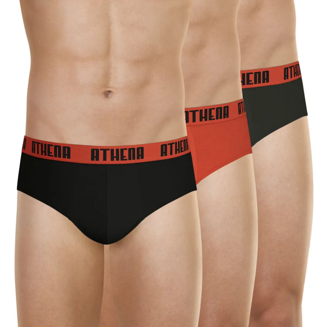 Lot de 3 slips homme Ecopack Athena rouge en coton