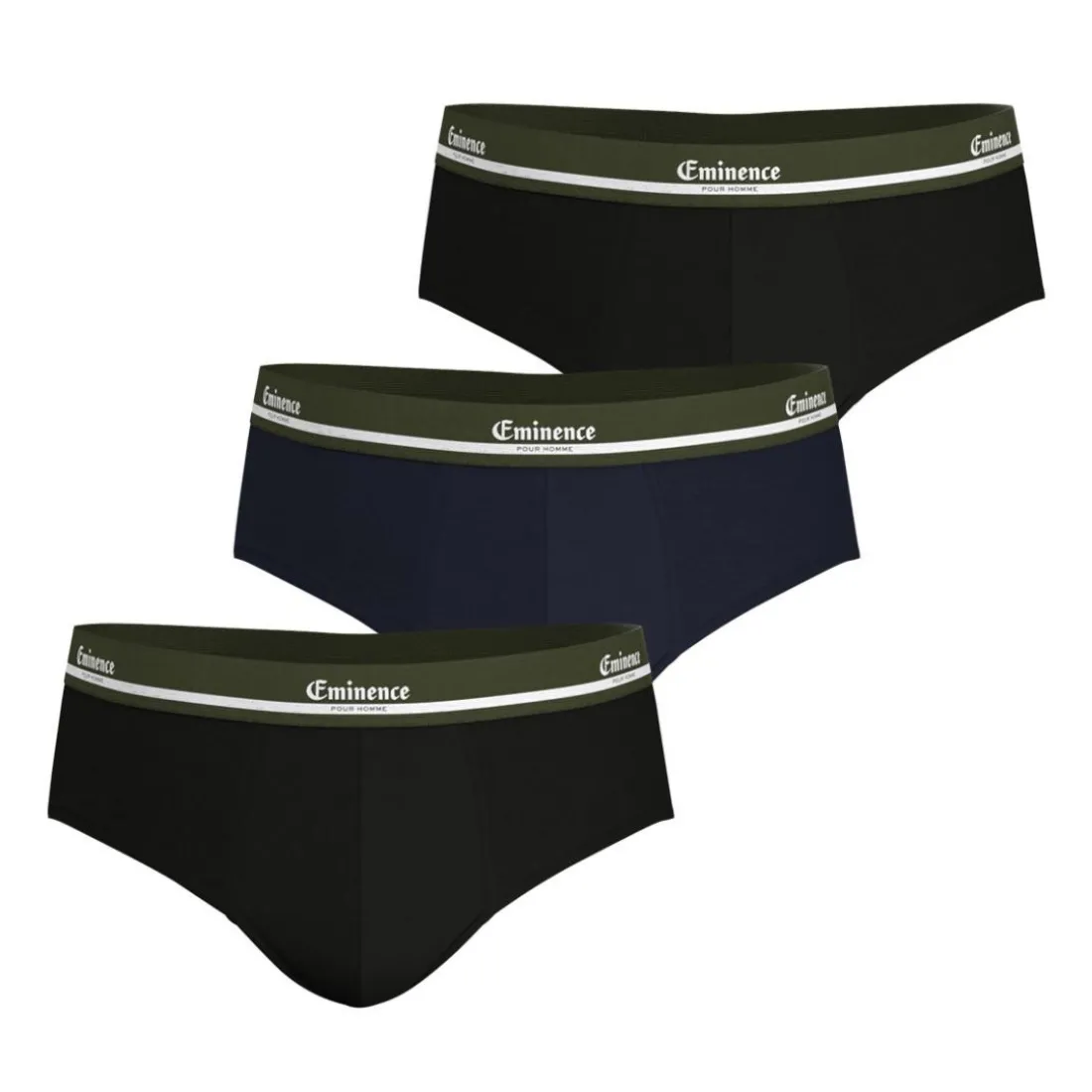 Lot de 3 slips homme Eminence multicolore en coton noir