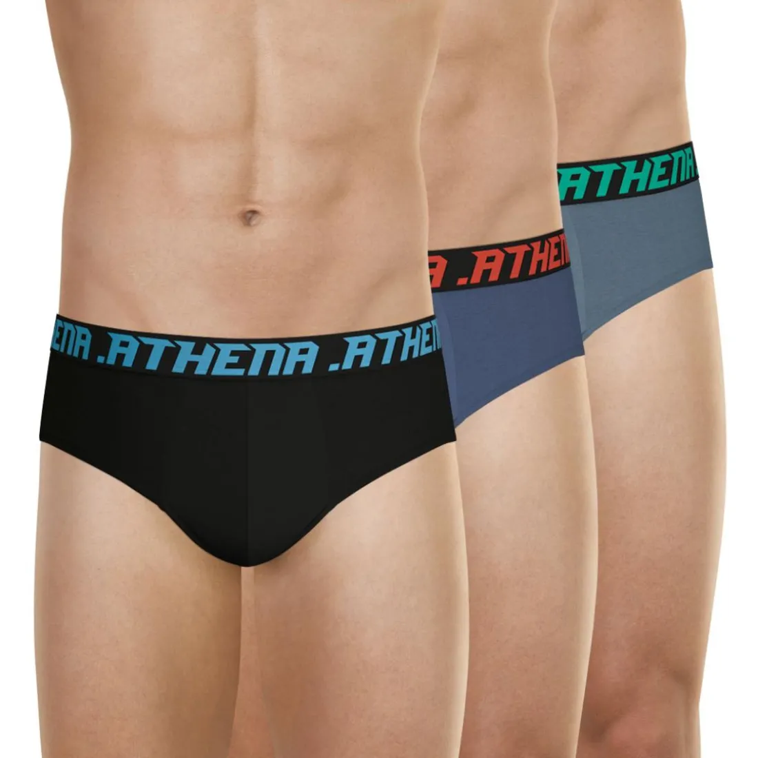 Lot de 3 slips homme Trio Essentiel Athena multicolore en coton