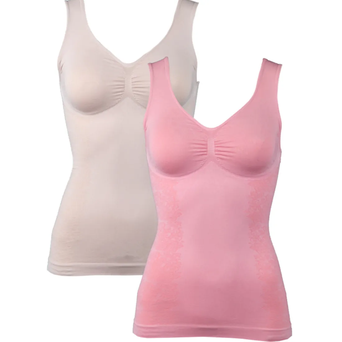 Lot de 2 t-shirts amincissants beige et rose
