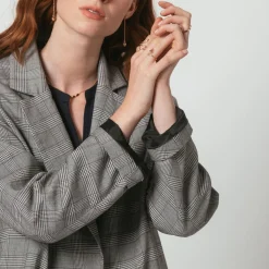 Manteau à carreaux oversize Emilio gris