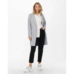 Manteau Col à revers Long gris