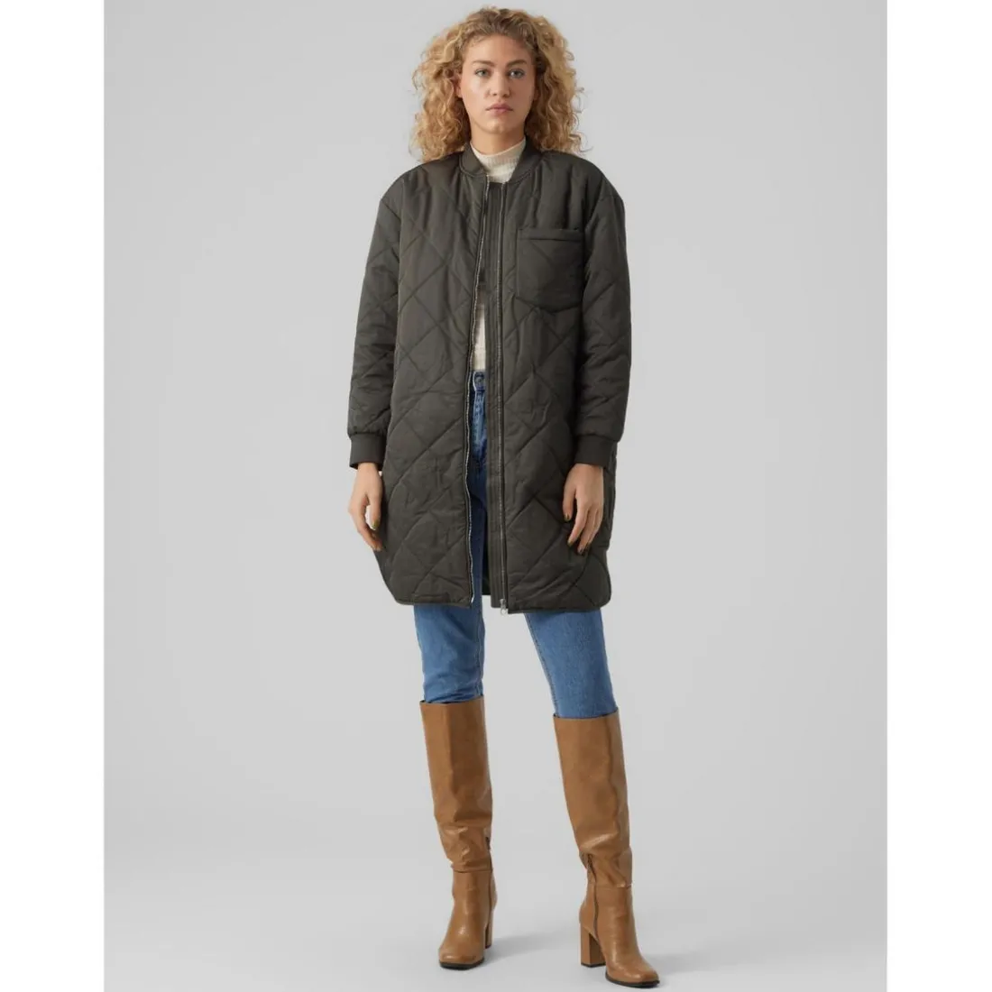 Manteau Col italien Long vert