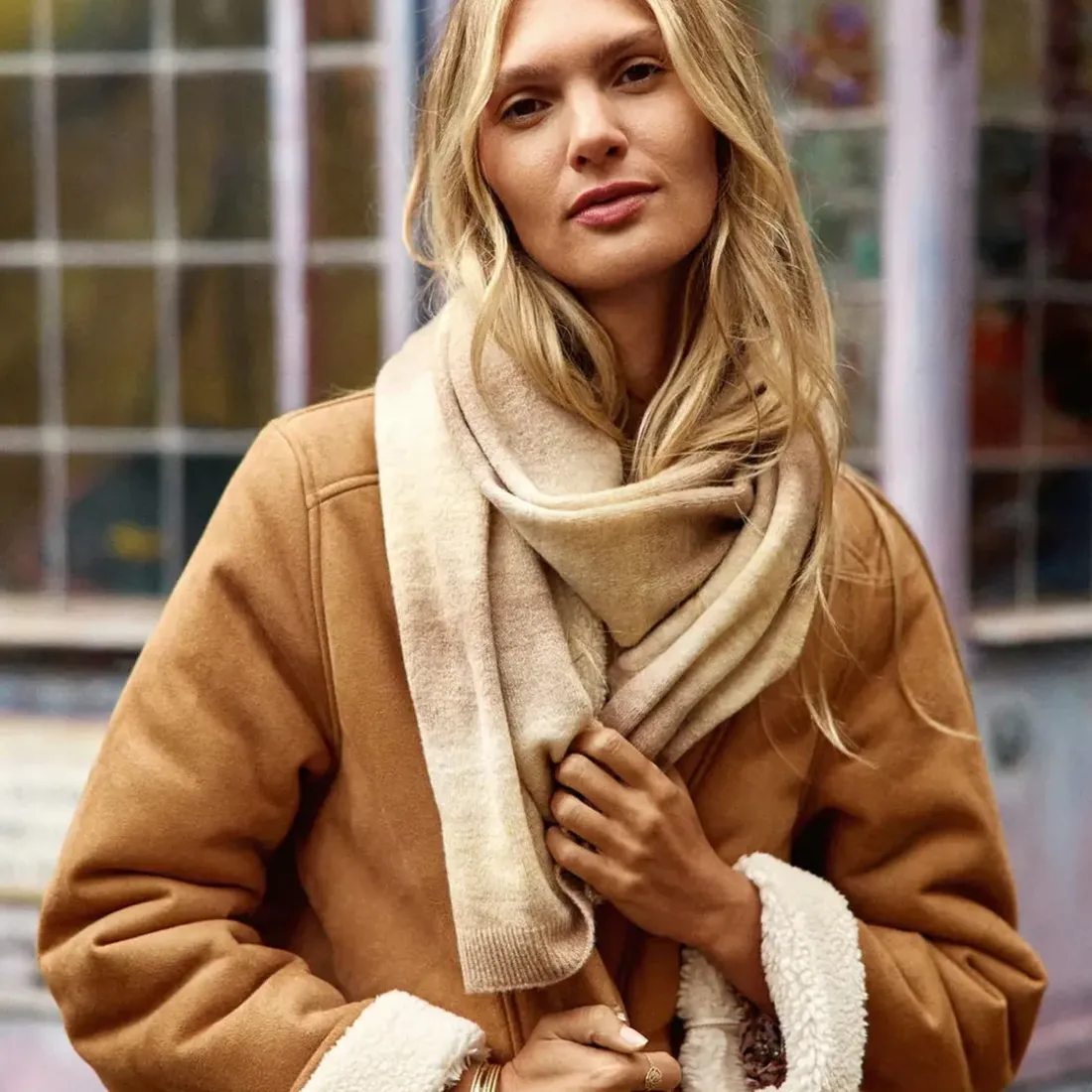 Manteau effet peau lainée NOELIA camel