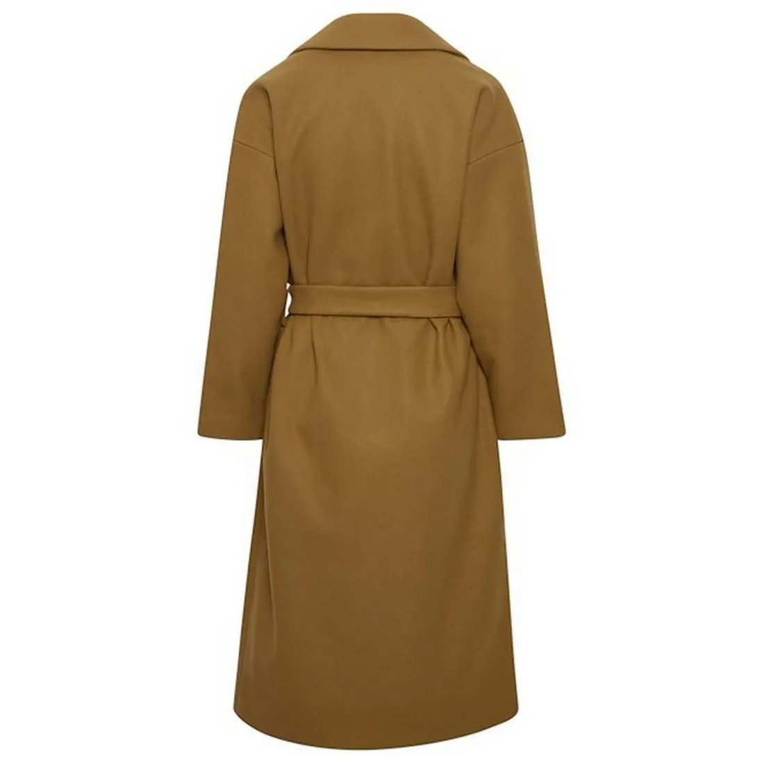 Manteau femme marron ceinture à nouer IHJANNET sable