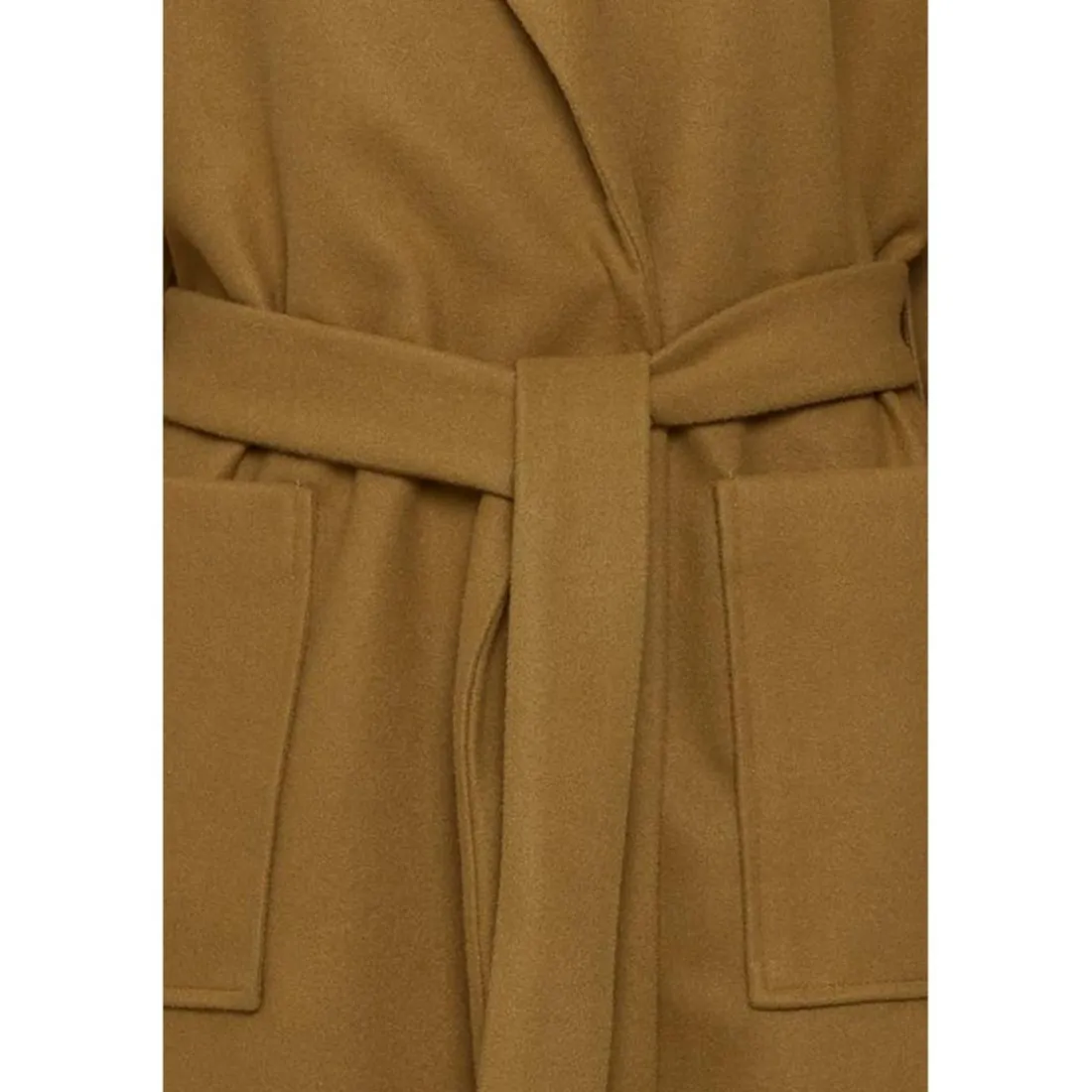 Manteau femme marron ceinture à nouer IHJANNET sable