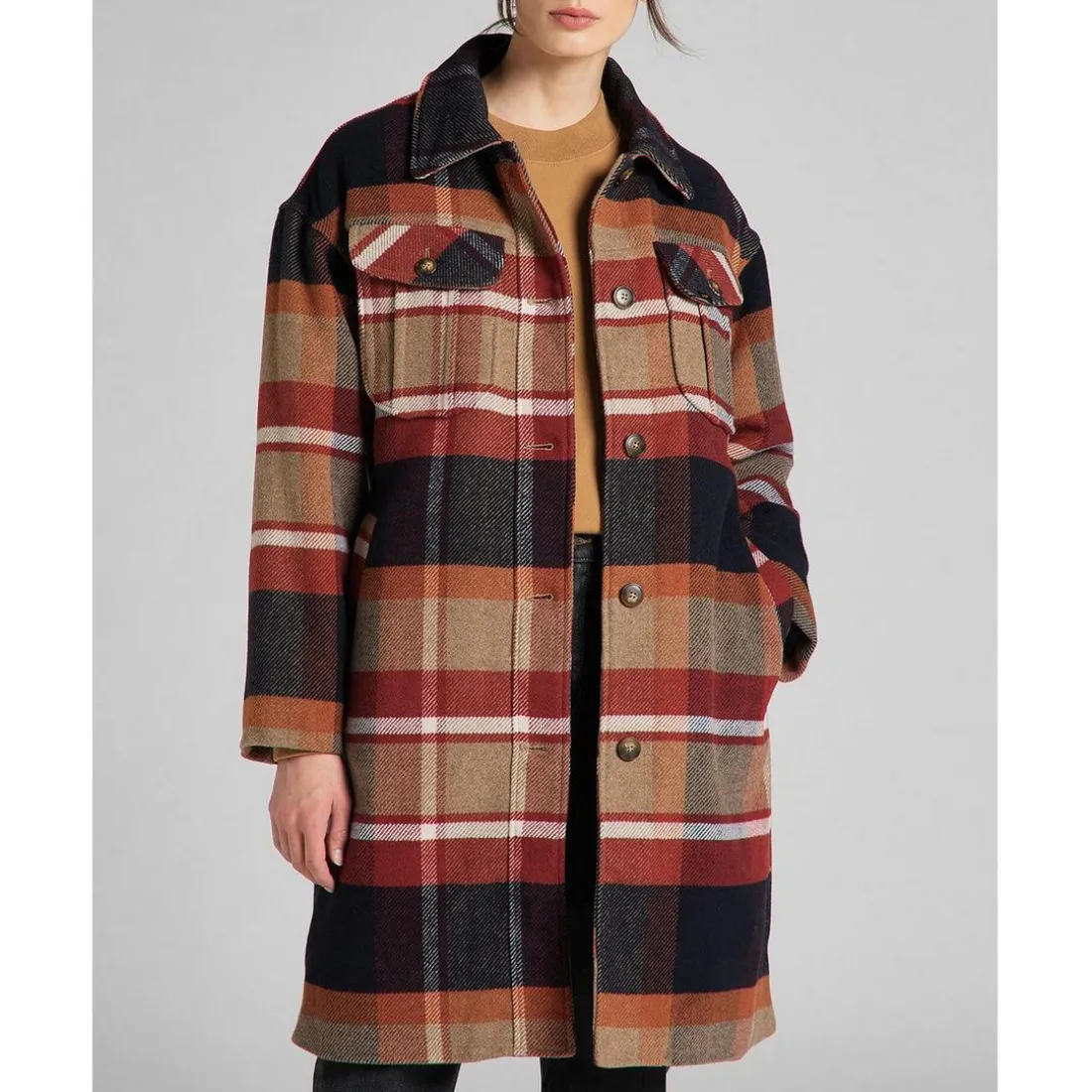 Manteau Femme Wool Coat bleu foncé en laine