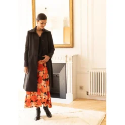 Manteau long grand col Ange anthracite