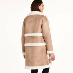 Manteau peau lainée femme 3 SUISSES Collection - Blanc beige en laine