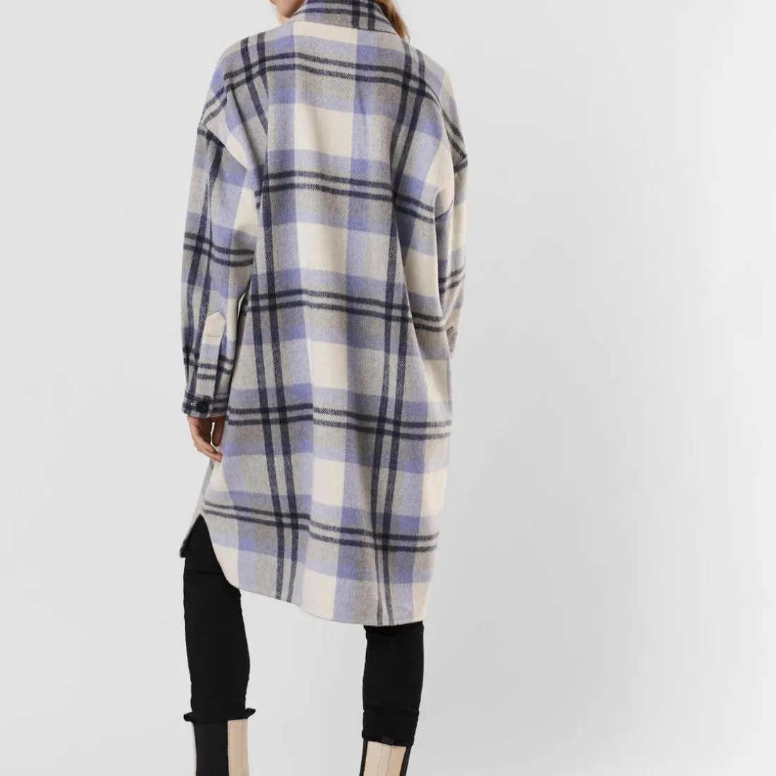 Manteaux Carreaux Col haut gris