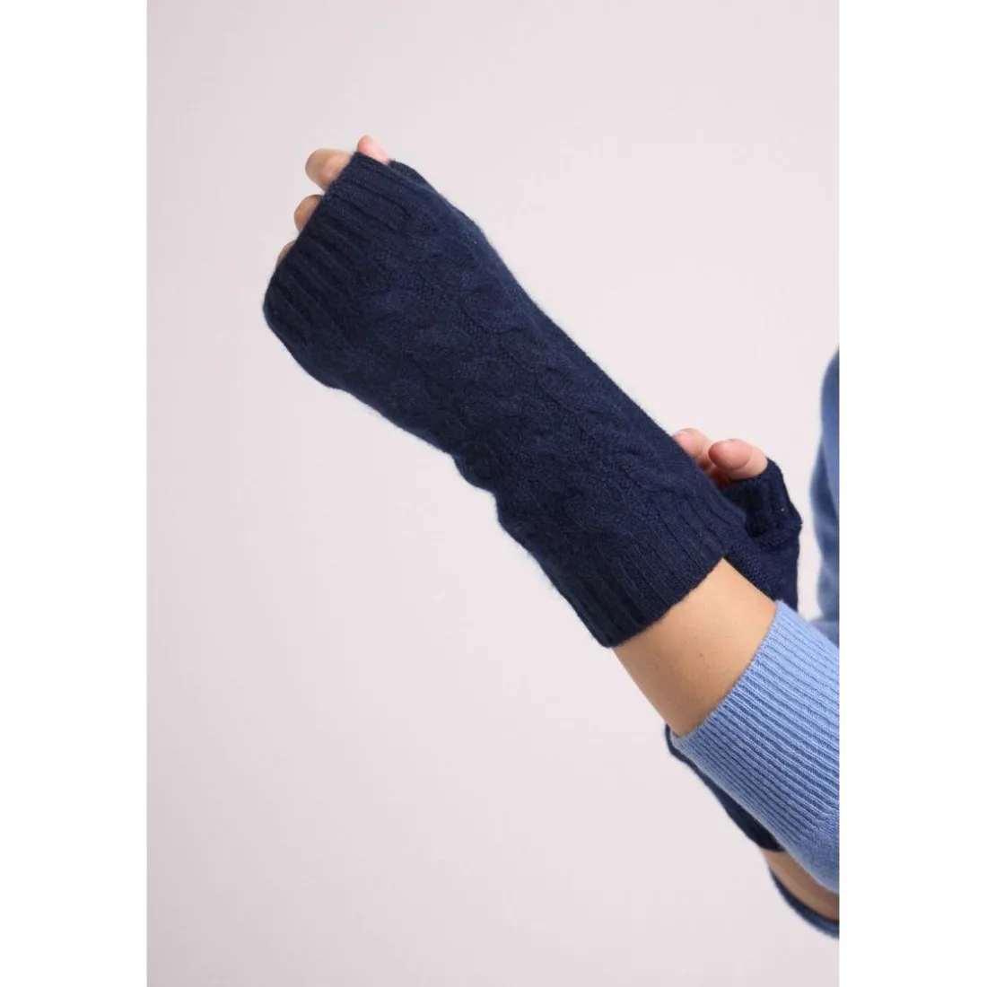 Mitaines unisexe LILI en cachemire bleu marine