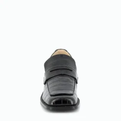 Mocassins à applique Femme - Effet Croco noir