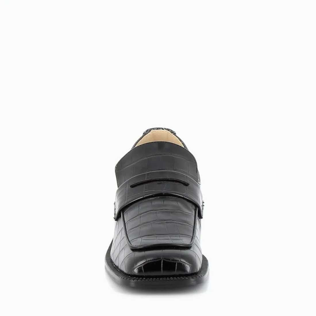 Mocassins à applique Femme - Effet Croco noir
