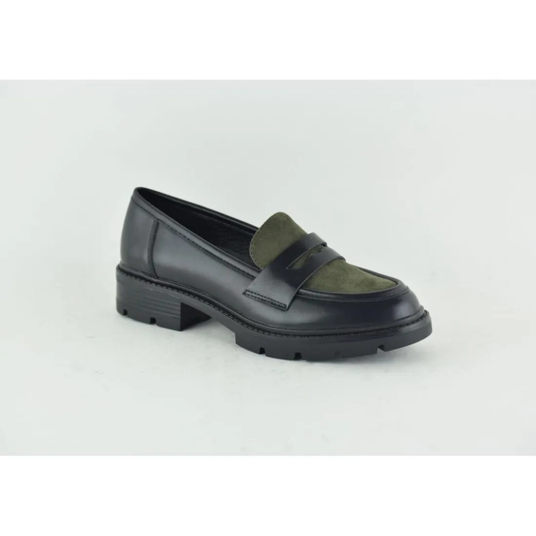 Mocassins femme Noir Kaki
