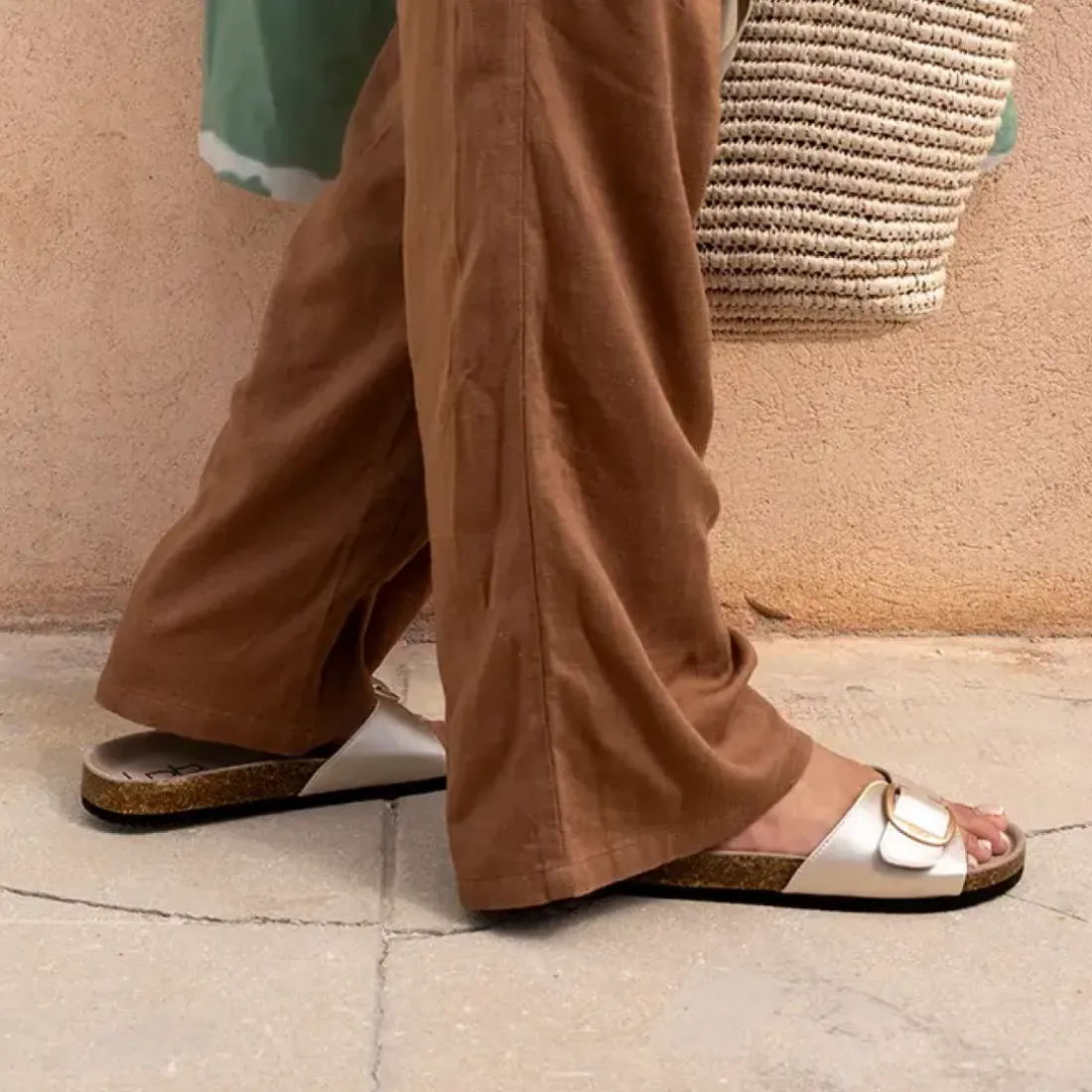 Mules FLEURICE en satin craie beige
