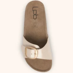 Mules FLEURICE en satin craie beige