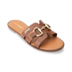 Mules plate en cuir HAMIA tan camel
