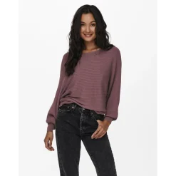 Onladaline L/S Short Pullo Knt Noos rose cuivré en viscose Tess