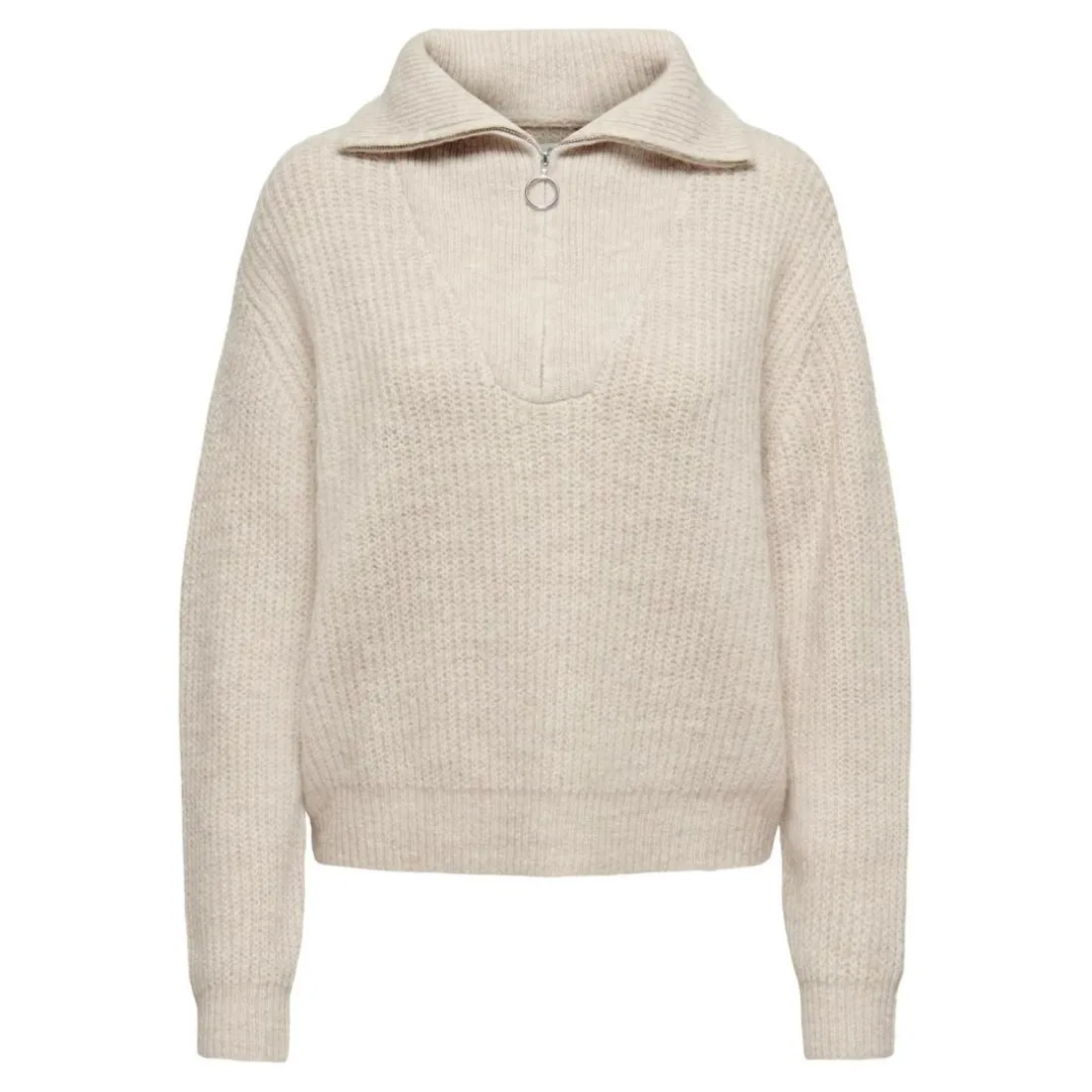 Onlbaker L/S Zip Pullover Knt Noos gris Kaye