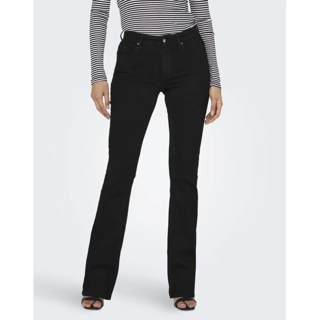 Onlblush Mid Flared Dnm Rea2343 Noos noir en coton Tess