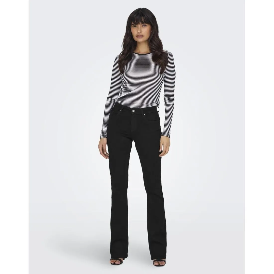 Onlblush Mid Flared Dnm Rea2343 Noos noir en coton Tess