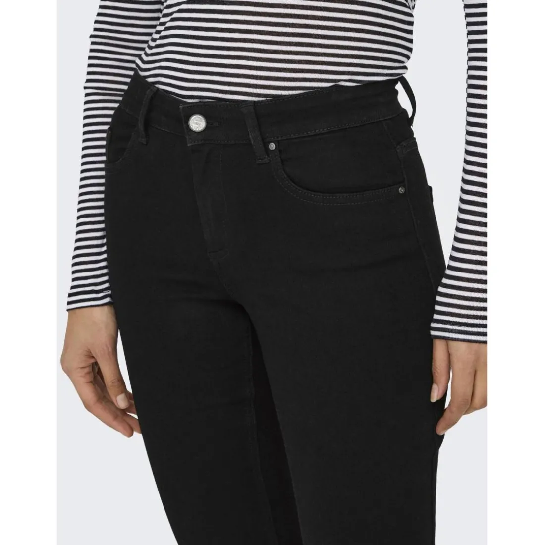 Onlblush Mid Flared Dnm Rea2343 Noos noir en coton Tess