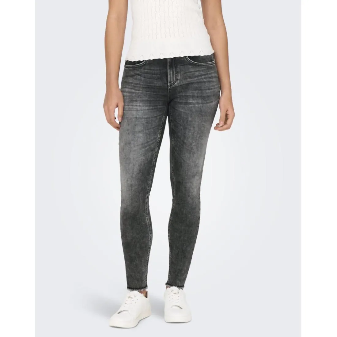 Onlblush Mid Sk Ankle Rw Dnm Dot227 Noos gris foncé en coton Zadie