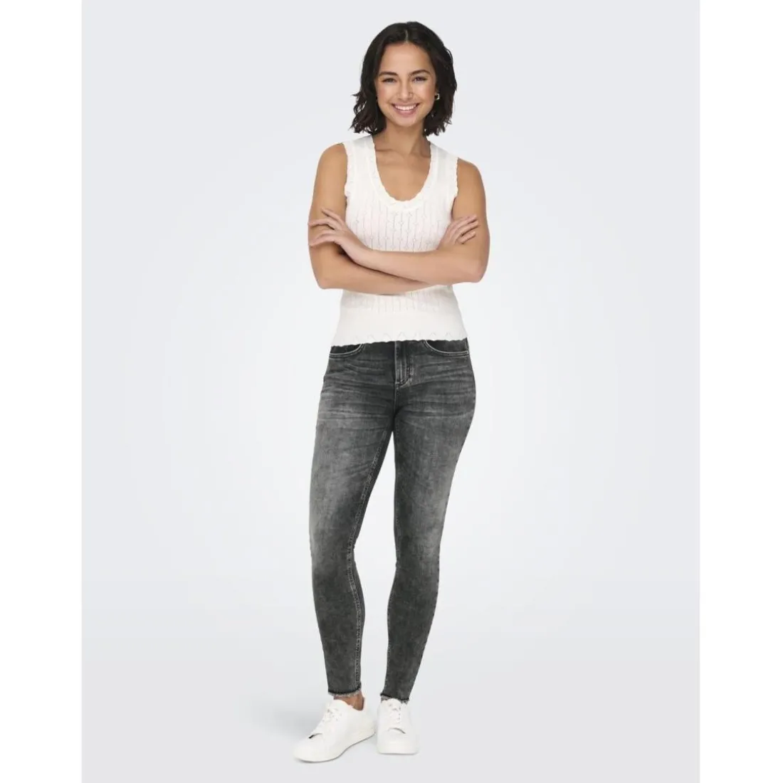 Onlblush Mid Sk Ankle Rw Dnm Dot227 Noos gris foncé en coton Zadie
