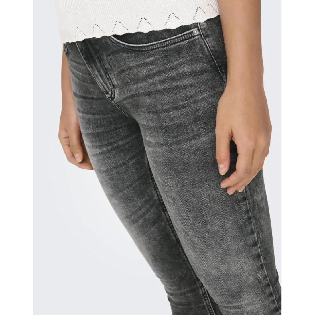Onlblush Mid Sk Ankle Rw Dnm Dot227 Noos gris foncé en coton Zadie
