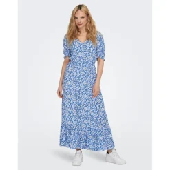 ONLCHIANTI - Robe longue avec taille élastiquée bleu en viscose
