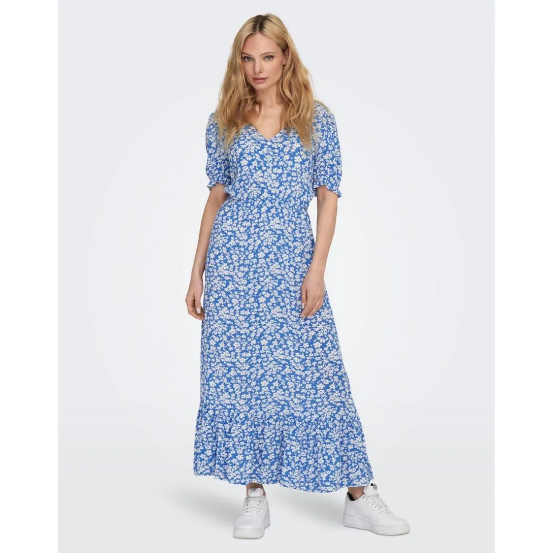 ONLCHIANTI - Robe longue avec taille élastiquée bleu en viscose