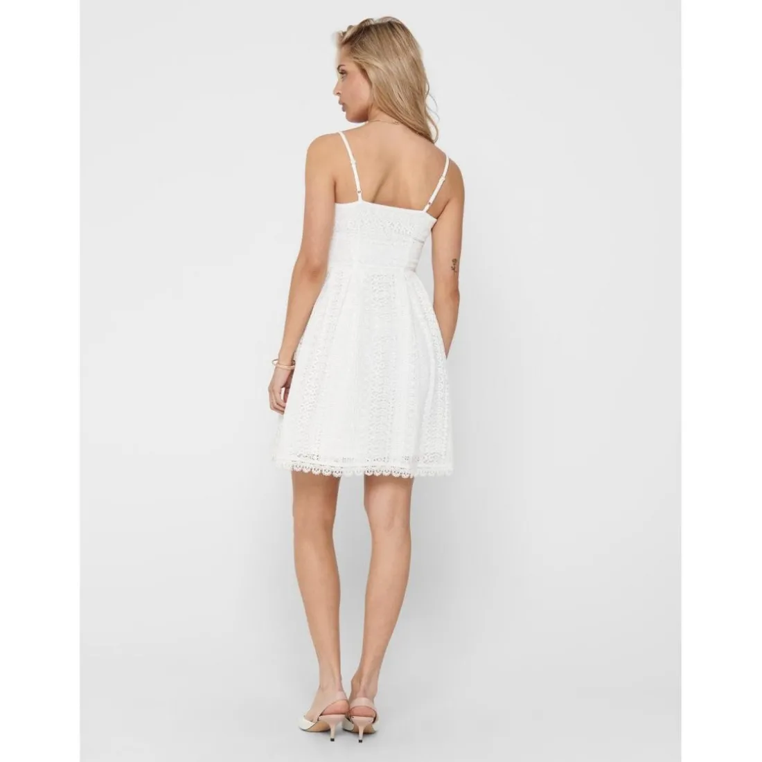 ONLHELENA - Robe courte avec dentelle féminine blanc en coton