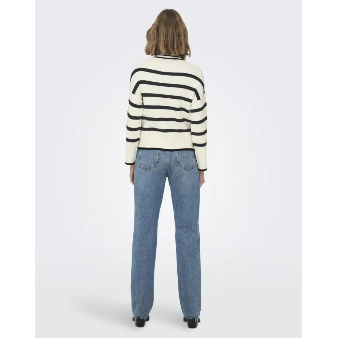 Onlibi L/S Highneck Pullover Knt Noos blanc;gris en viscose Nia
