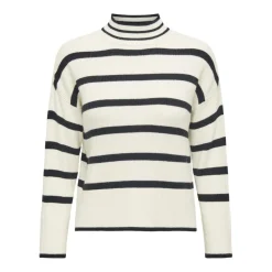 Onlibi L/S Highneck Pullover Knt Noos blanc;gris en viscose Nia