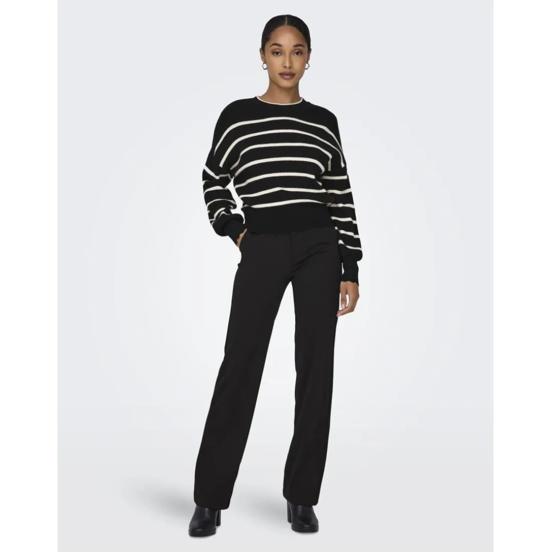 Onlibi Ls O-Neck Noos Knt noir en viscose Vivi