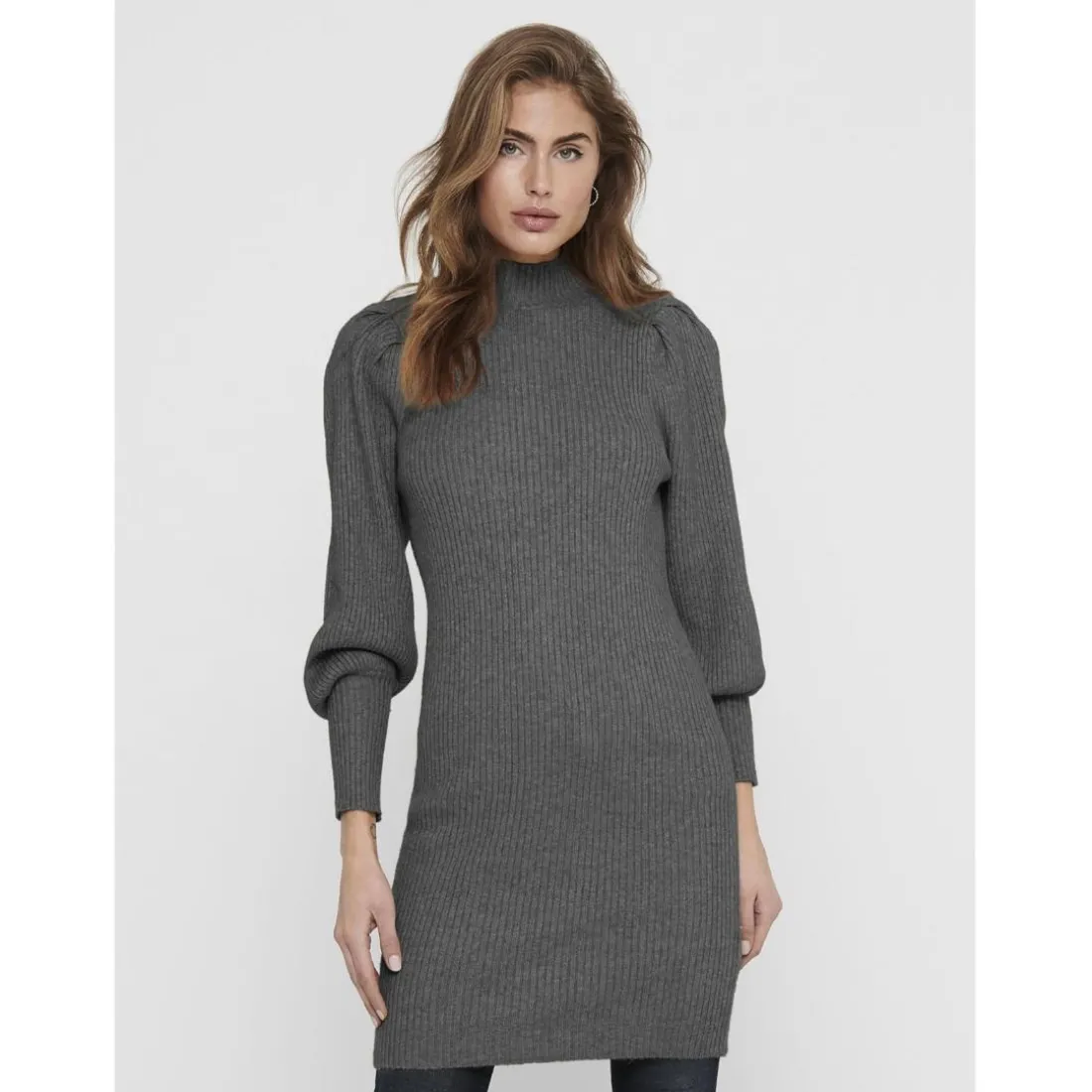 Onlkatia L/S Dress Knt Noos gris en viscose Sloan
