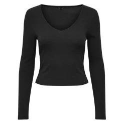 Onlkaya L/S V-Neck Short Top Jrs Noos noir en coton Ines