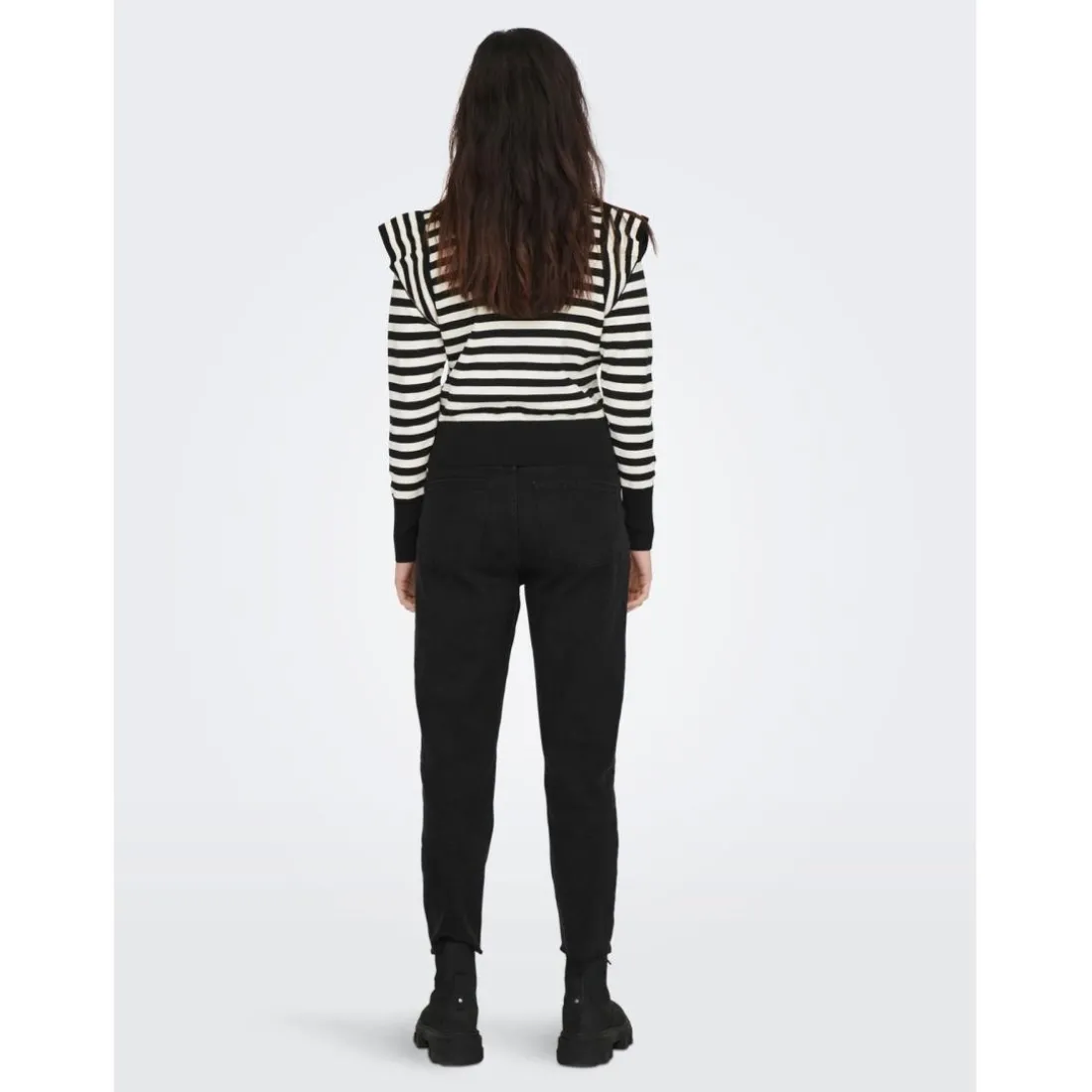 Onlkelci L/S Stripe Pullover Knt Noos Élise noir;blanc Rae