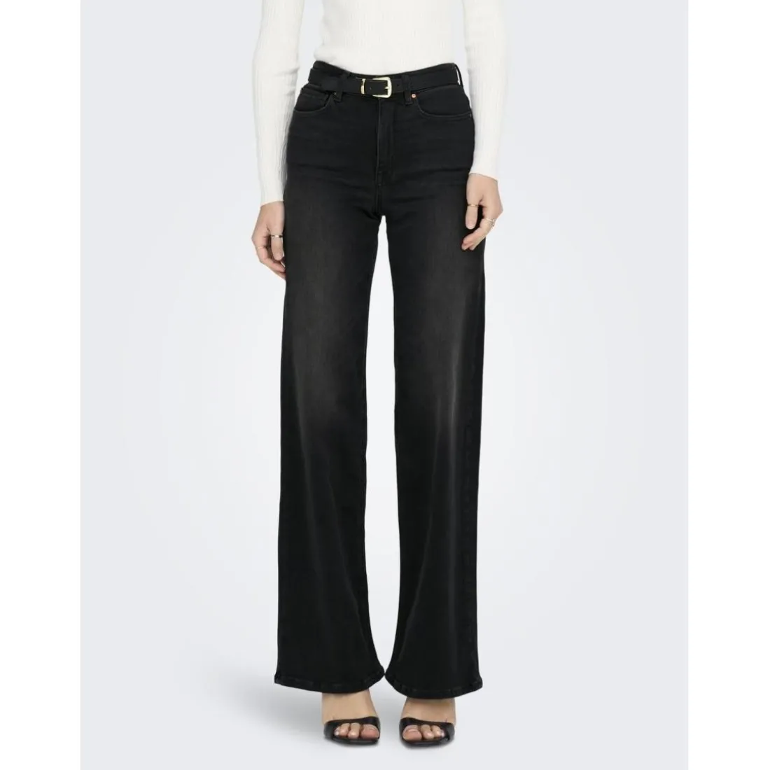 Onlmadison Blush Hw Wide Dnm Cro099 Noos noir en coton Skye
