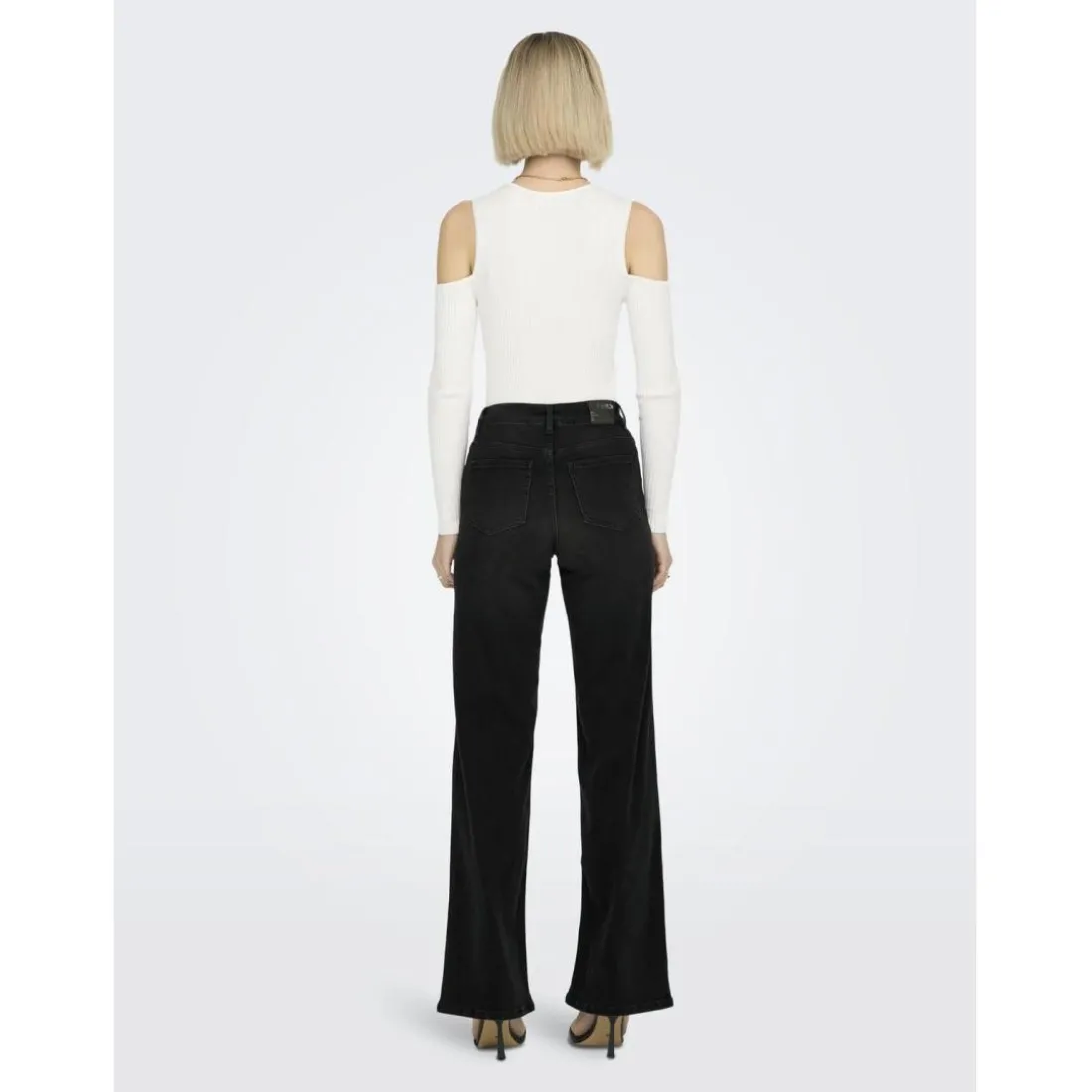 Onlmadison Blush Hw Wide Dnm Cro099 Noos noir en coton Skye